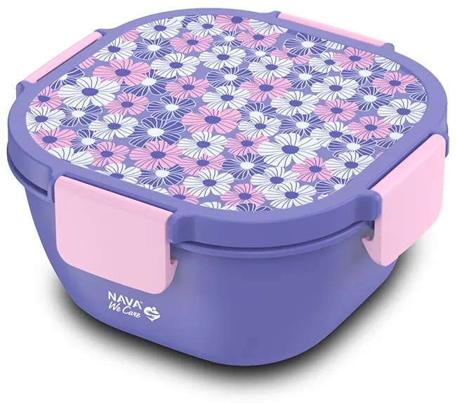 NAVA Δοχείο φαγητού πλαστικό τετράγωνο "We Care", μωβ 1700ml 10-259-010