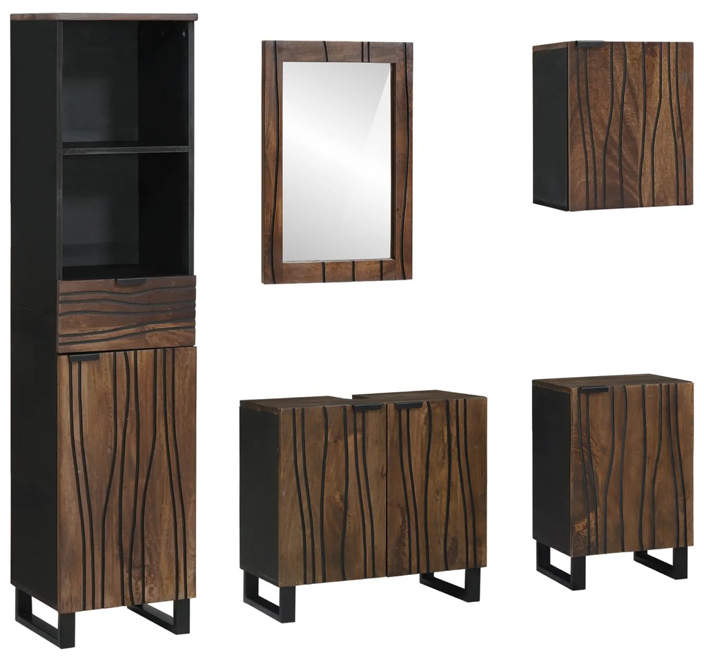 vidaXL Σετ Επίπλων Μπάνιου με συρτάρι 5 pcs Λευκό 38 x 33 x 160 εκ.