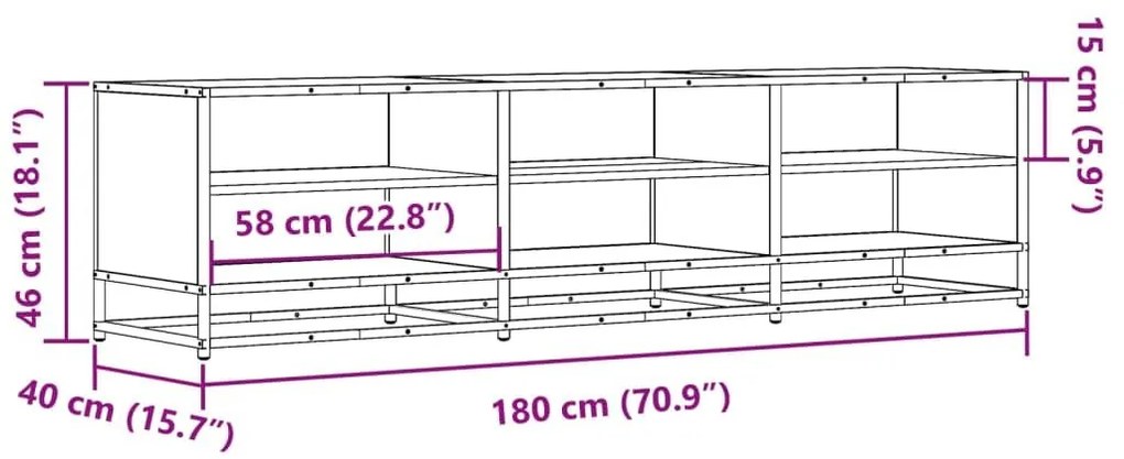 Έπιπλο Τηλεόρασης Μαύρο 180x40x46 εκ. από Επεξεργασμένο Ξύλο - Μαύρο