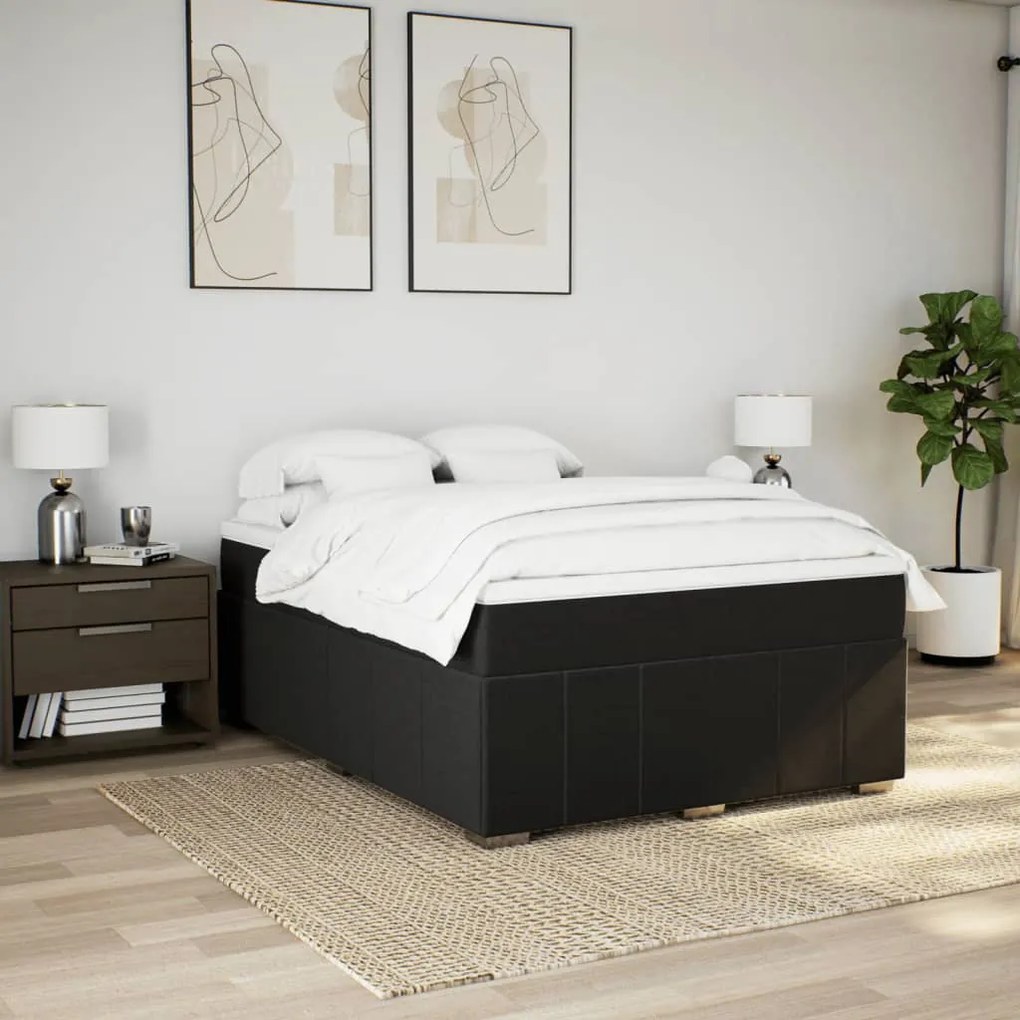 ΚΡΕΒΑΤΙ BOXSPRING ΜΕ ΣΤΡΩΜΑ ΜΑΥΡΟ 160X200 ΕΚ. ΥΦΑΣΜΑΤΙΝΟ 3285486