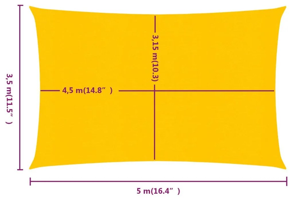 Πανί Σκίασης Ορθογώνιο Κίτρινο 3,5x5 μ. HDPE 160 γρ./μ² - Κίτρινο