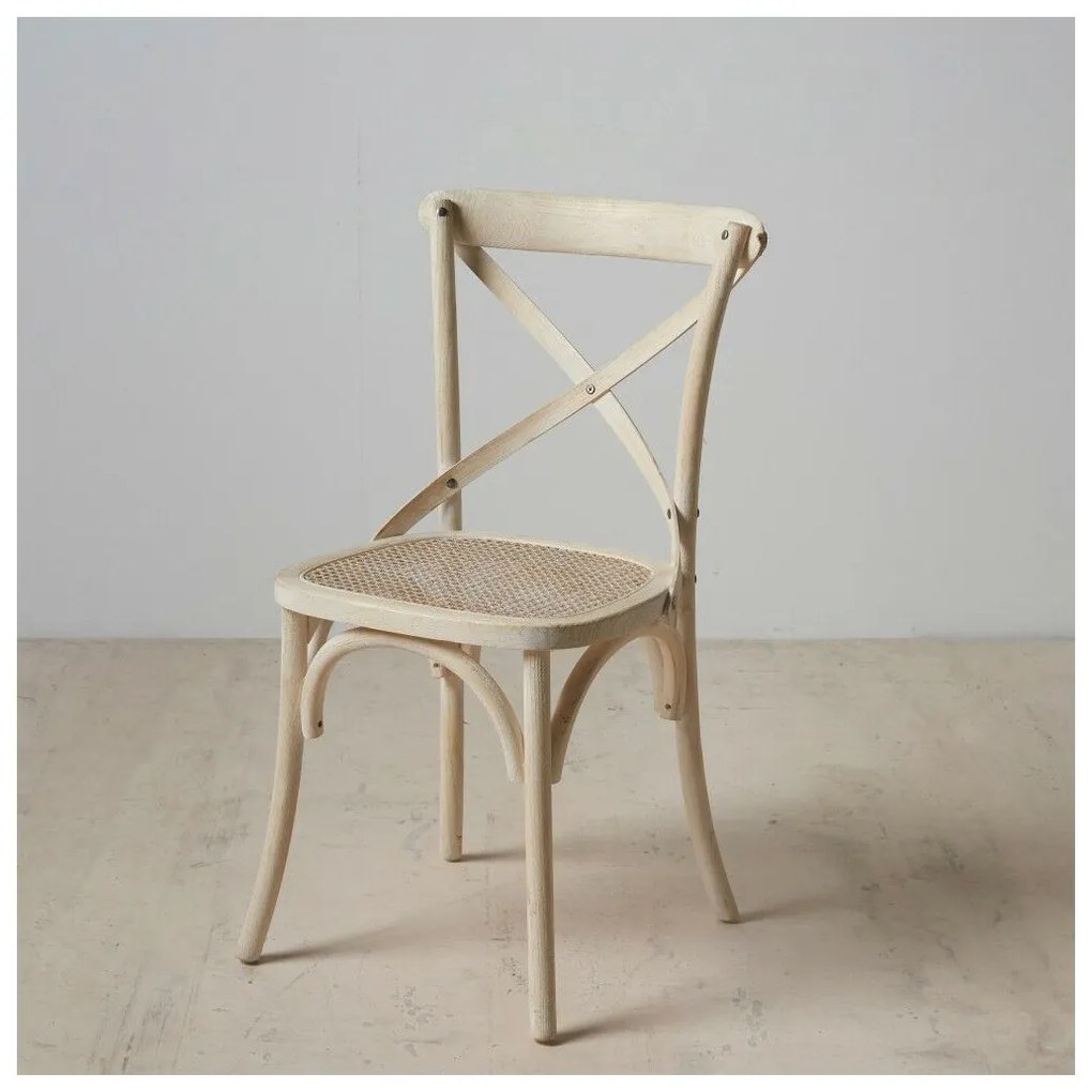 Καρέκλα Τραπεζαρίας 45 x 42 x 87 cm Ξύλο Λευκό ρατάν