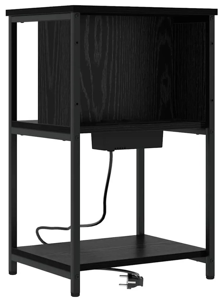 vidaXL Κομοδίνο Μαύρη δρυς 38 x 31 x 61 εκ Επεξεργασμένο ξύλο