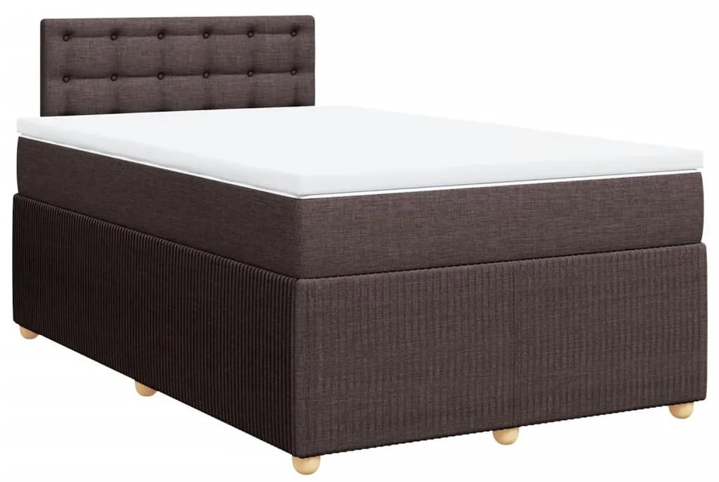 vidaXL Κρεβάτι Boxspring με Στρώμα Σκούρο Καφέ 120x190 εκ Υφασμάτινο