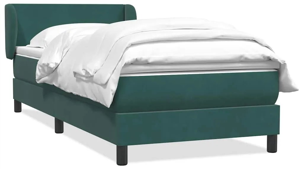 vidaXL Box Spring κρεβάτι με στρώμα σκούρο πράσινο 80x220εκ. Βελούδινο