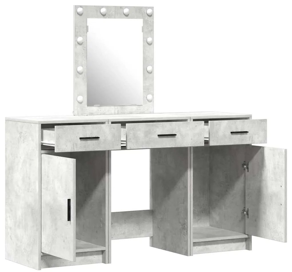 vidaXL Τραπέζι περιποίησης με συρτάρι 3 pcs Γκρι 50 x 41 x 135 εκ