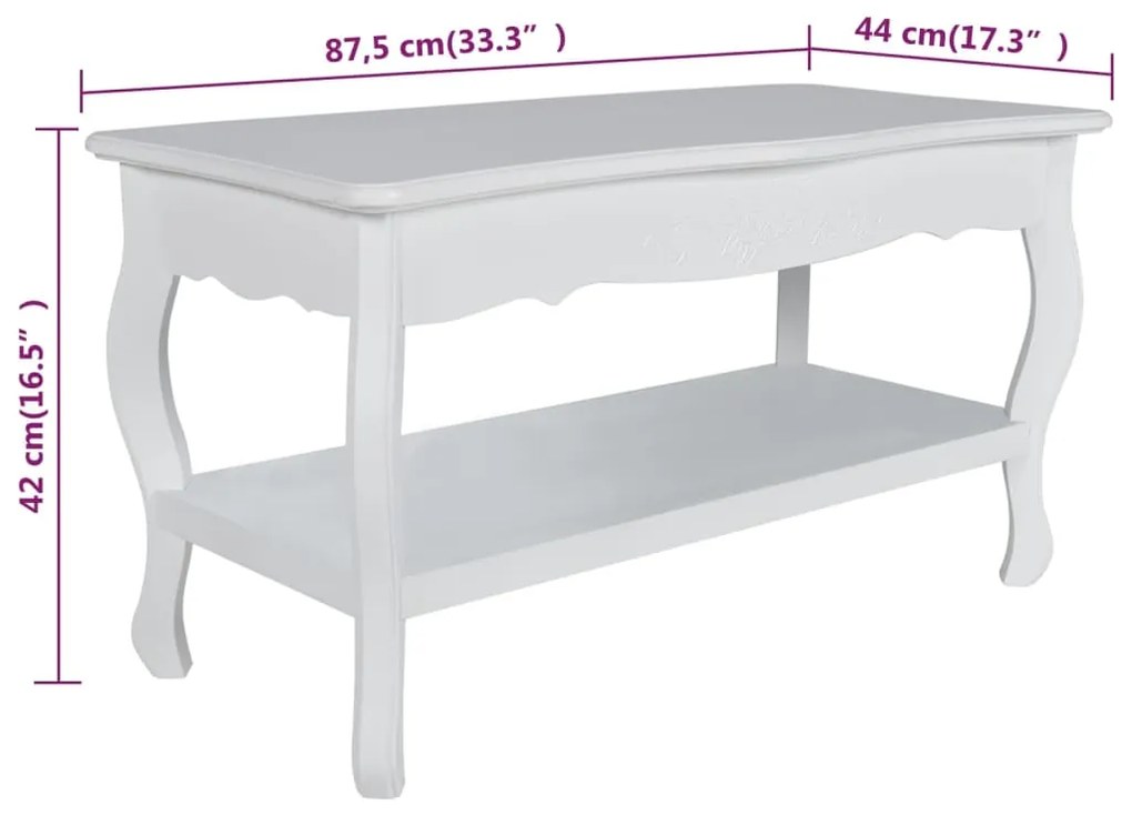 vidaXL Τραπεζάκι Σαλονιού 2 Επιπέδων Λευκό από MDF