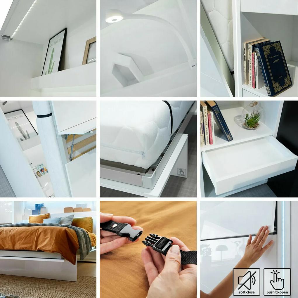 Κρεβάτι - ντουλάπα Concept Pro Lenart AH103, Μονόκλινο, Ανοιχτό καφέ, 120x200, Πλαστικοποιημένη μοριοσανίδα, Τάβλες για Κρεβάτι, 131x228x217cm