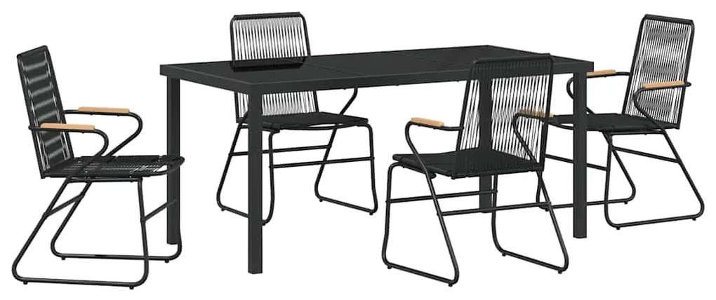 vidaXL Σέτ φαγητού για κήπο 5 pcs Μαύρο PVC ρατάν