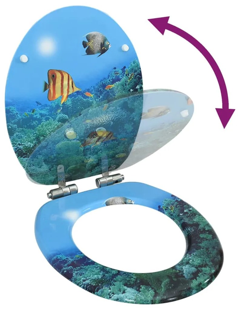 vidaXL Κάλυμμα Λεκάνης με Καπάκι Soft Close Σχέδιο Βαθιά Θάλασσα MDF