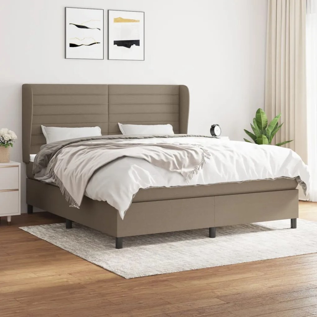 Κρεβάτι Boxspring με Στρώμα Taupe 180x200 εκ. Υφασμάτινο