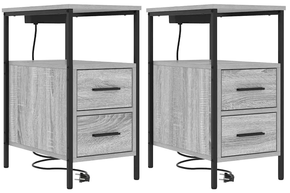 vidaXL Κουτιά Κρεβατοκάμαρας 2 pcs Γκρι sonoma 30 x 48 x 61 εκ