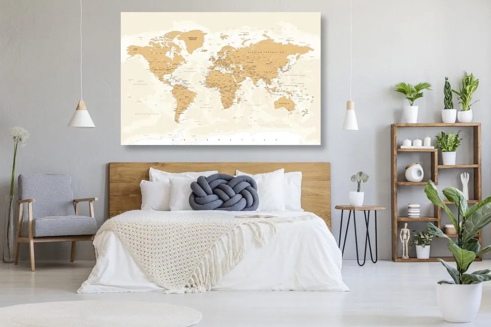 Εικόνα στον παγκόσμιο χάρτη φελλού με vintage πινελιά - 120x80  peg