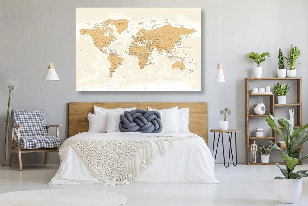 Εικόνα στον παγκόσμιο χάρτη φελλού με vintage πινελιά - 90x60  transparent