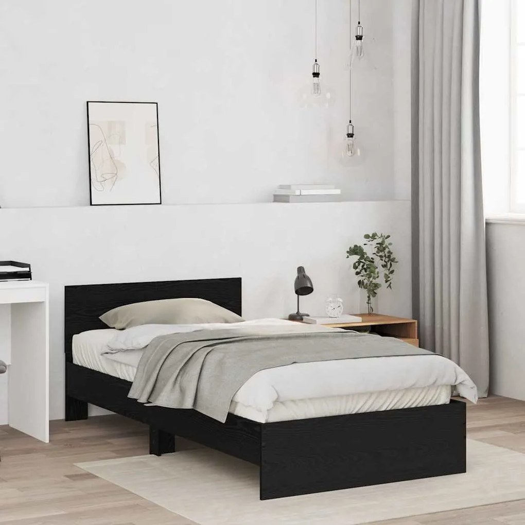vidaXL Κρεβάτι με Κεφαλάρι Μαύρη Οξυά 100 x 200 cm Επεξεργασμένο ξύλο