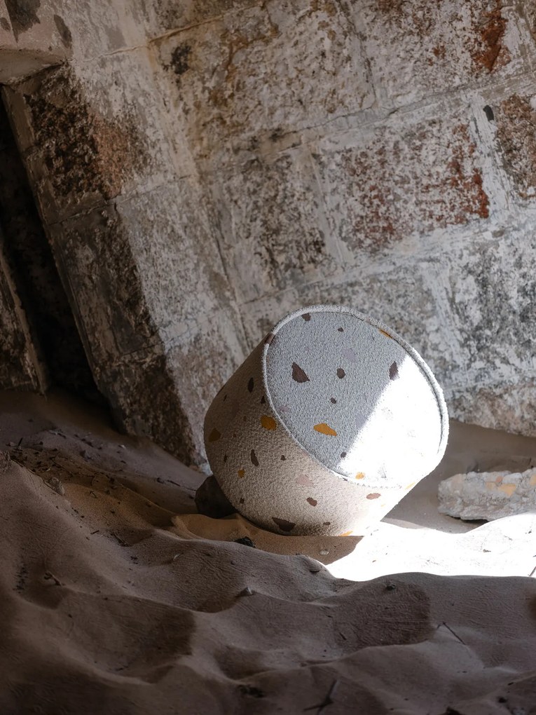 Terrazzo Πουφ Σκαμπο Υφασμα Μπουκλε / Σενιλ Υπόλευκο