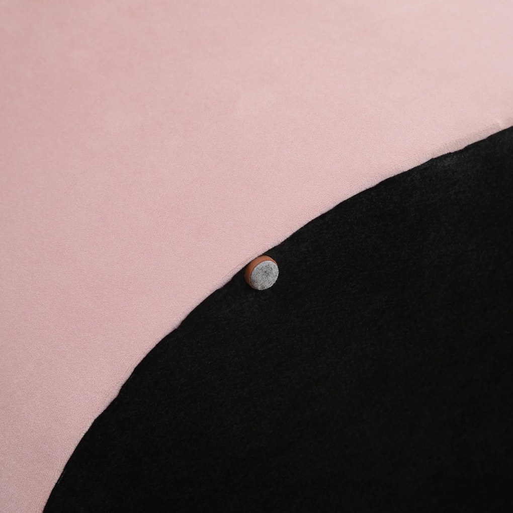 Πάγκος αποθήκευσης Ταπετσαρισμένος πάγκος με όψη βελούδου, Οβάλ σκαμπό, Τρούφα για σαλόνι υπνοδωμάτιο διάδρομο 71 x 52 x 42 cm, Ροζ