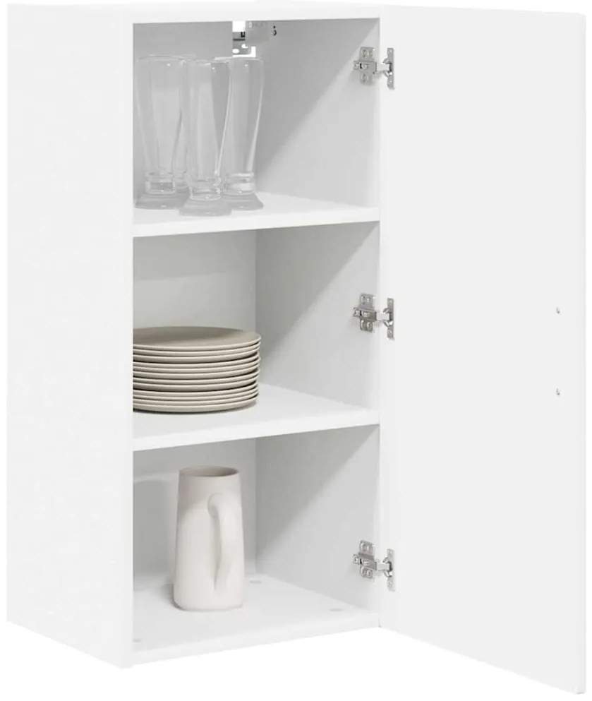 vidaXL Κρεμαστό ντουλάπι κουζίνας με ράφι Υψηλής γυαλάδας λευκό