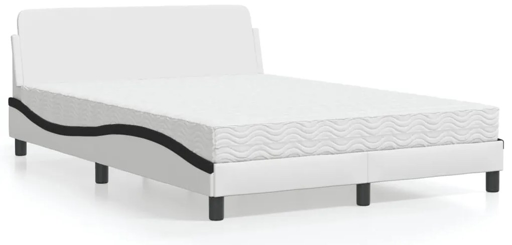 vidaXL Κρεβάτι με Στρώμα Dover Μαύρο/Λευκό 140x200 εκ. από Συνθετικό Δέρμα