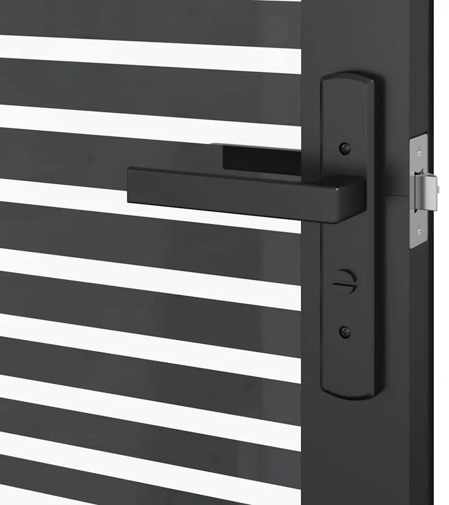 vidaXL Γυάλινη πόρτα Ριγέ Μαύρο 76 x 3.5 x 201.5 εκ Αλουμίνιο