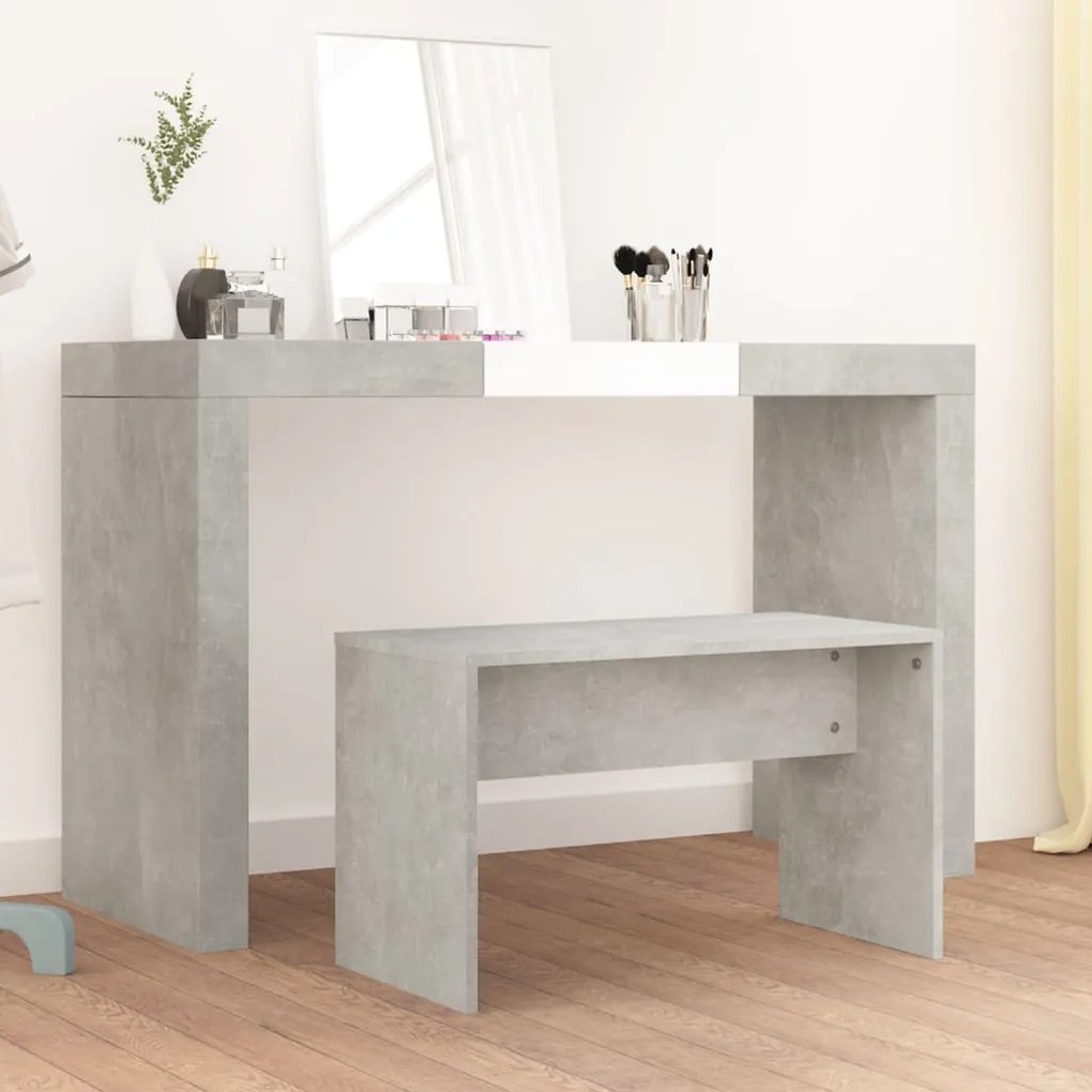vidaXL Σκαμπό Μπουντουάρ Γκρι Σκυροδέματος 70 x 35 x 45 εκ. Επεξ. Ξύλο