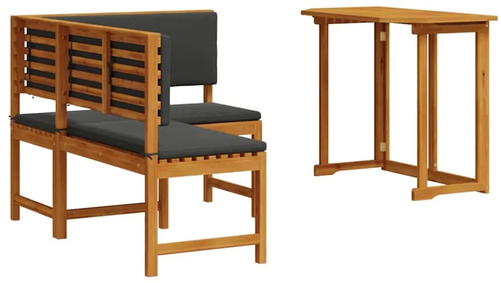 vidaXL Σετ Παγκάκι Κήπου 2 pcs Καφέ Στερεό Ξύλο Ακακίας