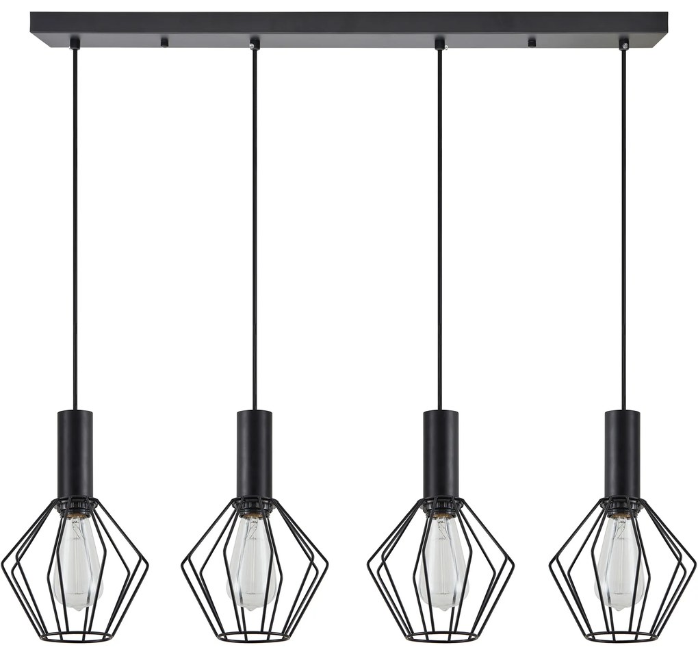 Φωτιστικό Οροφής  SE21-BL-4-4BL-GR1 ADEPT TUBE Black Pendant Black Metal Grid+ - 77-8532 - 51W - 100W - 77-8532