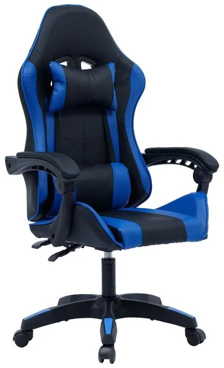 Καρέκλα γραφείου gaming William PU μαύρο-μπλε 60x59x108 εκ.