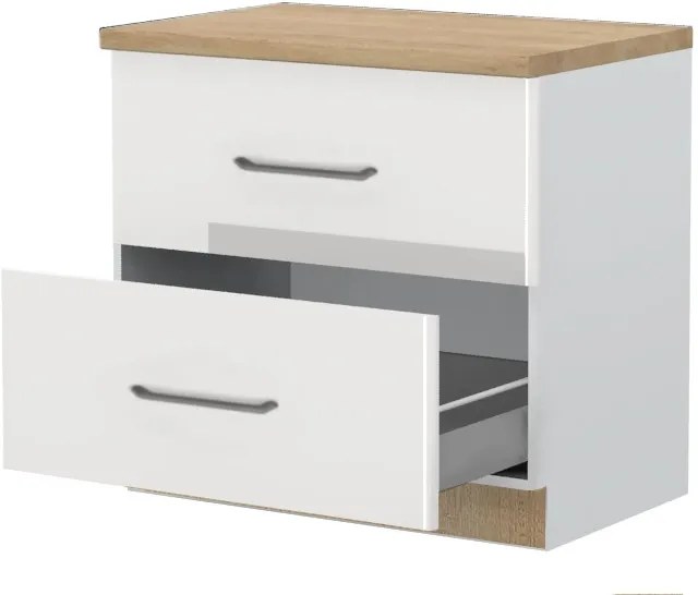 Επιδαπέδιο ντουλάπι Modena R-90-2MBOX-Λευκό - Λευκό γυαλιστερό - 90.00Χ60.00Χ88.00cm