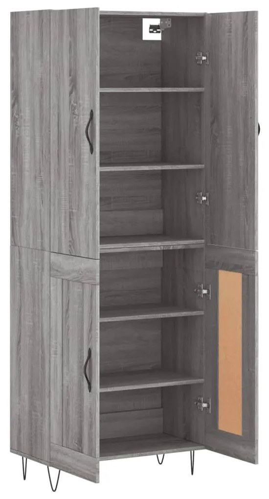 vidaXL Ντουλάπι Γκρι Sonoma 69,5 x 34 x 180 εκ. Επεξεργασμένο Ξύλο