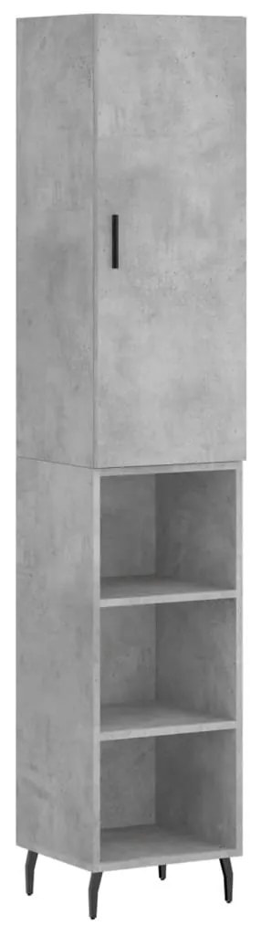 vidaXL Ντουλάπι Γκρι Σκυροδέματος 34,5x34x180 εκ. Επεξεργασμένο Ξύλο
