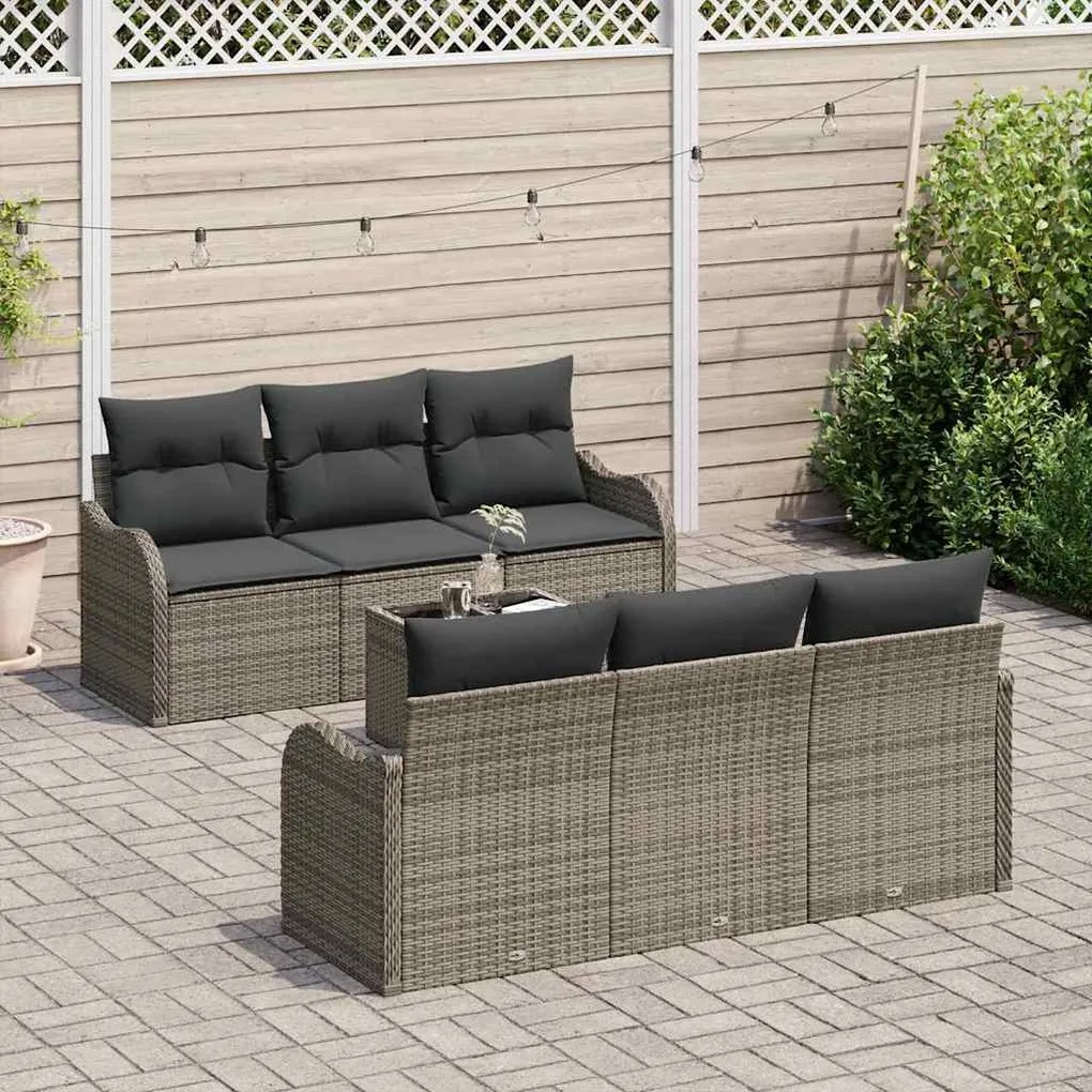 vidaXL Σετ Καναπέ Κήπου 7 pcs Γκρι 55 x 55 x 37 εκ Πολυ ράταν