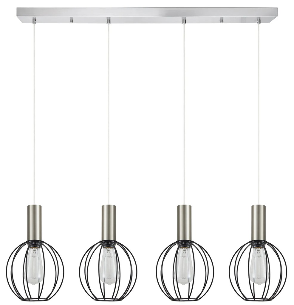 Φωτιστικό Οροφής  SE21-NM-4-4NM-GR2 ADEPT TUBE Nickel Matt Pendant Black Metal Grid+ - 51W - 100W - 77-8448