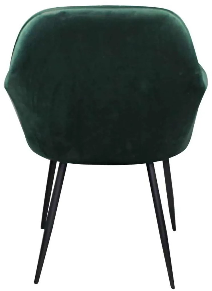 Valery Πολυθρόνα Μέταλλο Βαφή Μαύρο / Ύφασμα Velure Forest Green . Διάσταση: 55x61x87cm (Σετ 2 ΤΕΜ)