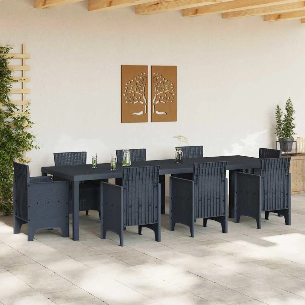 vidaXL Τραπέζι Κήπου Ανθρακί 300 x 100 x 73 εκ συνθετικό ρατάν