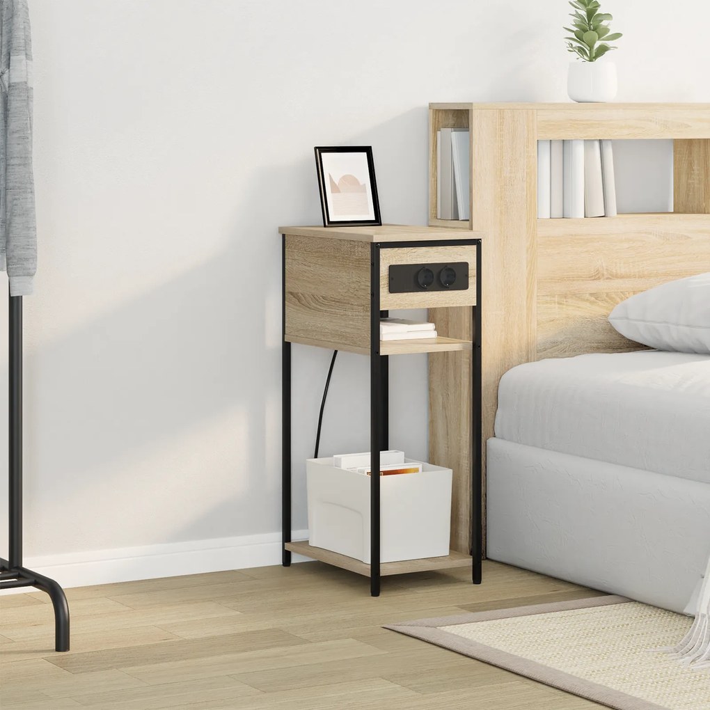 vidaXL Κομοδίνο Sonoma Δρυς 28.1 x 40.9 x 75 εκ. Επεξεργασμένο ξύλο