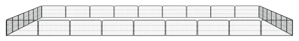vidaXL Παρκοκρέβατο Σκύλου 32 Πάνελ Μαύρο 100x50εκ Ατσάλι Βαφή Πούδρας