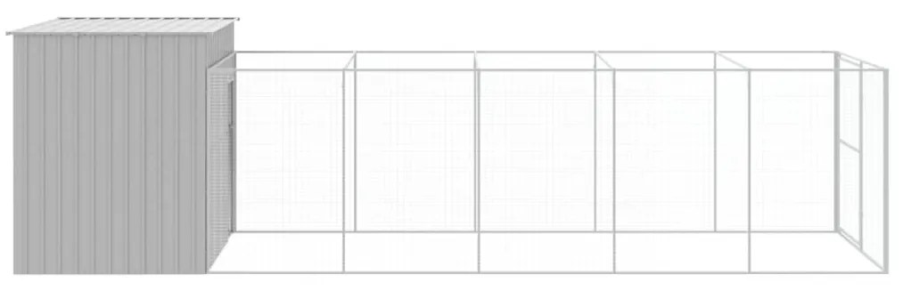vidaXL Σπιτάκι Σκύλου με Αυλή Αν. Γκρι 214x661x181 εκ. Γαλβαν. Χάλυβας