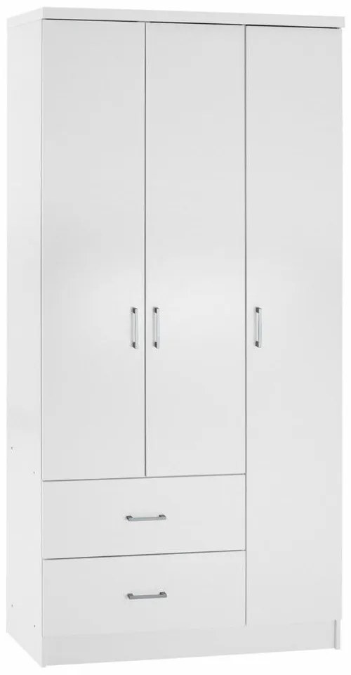 Ντουλάπα Caesar HM340.05 Τρίφυλλη Με 2 Συρτάρια 89x42,5x181cm White Τρίφυλλη