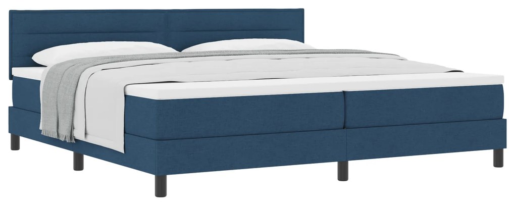 vidaXL Κρεβάτι Box Spring με Στρώμα Μπλε 200x200 εκ. Ύφασμα