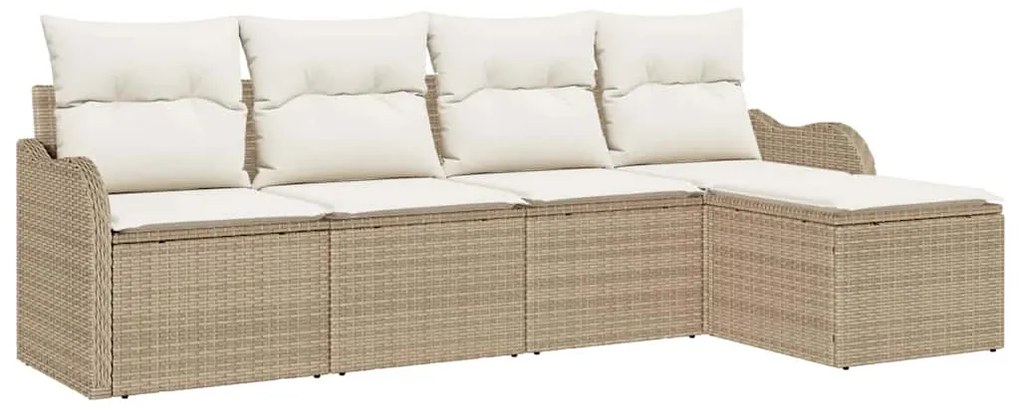 vidaXL Σετ Καναπέ Κήπου με μαξιλάρι 5 pcs Μπεζ Πολυ ράταν