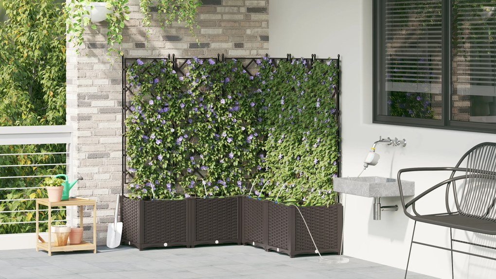 vidaXL Γλάστρες Κήπου 1 τεμ Καφασωτό Καφέ 120 x 120 x 142 cm Πλαστικό