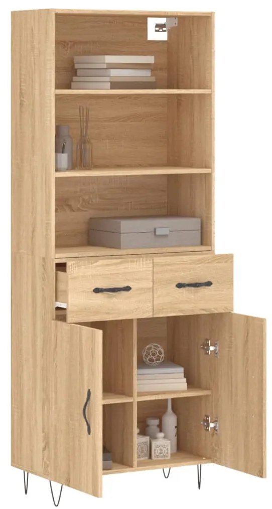 vidaXL Ντουλάπι Sonoma δρυς 69,5 x 34 x 180 εκ. από Επεξεργασμένο Ξύλο