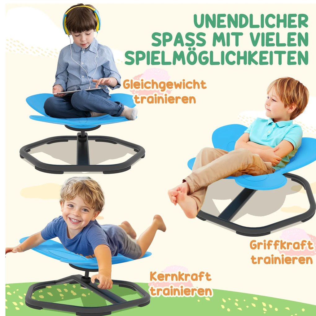 AIYAPLAY Αισθητηριακή Περιστρεφόμενη Καρέκλα για Παιδιά, Σχήμα Πεταλούδας, Προάγει την Ισορροπία και τον Συντονισμό, Πλαστικό, Μέταλλο, Μπλε