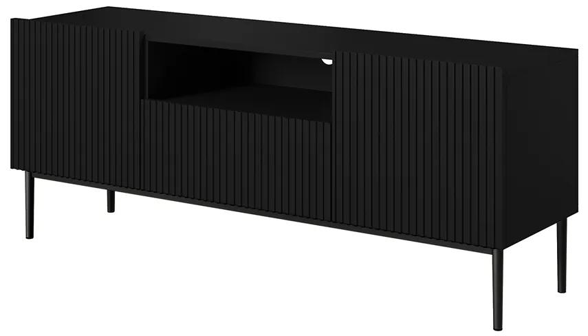 Σύνθετο τηλεόρασης NICOLE, με 2 ντουλάπια και 1 συρτάρι, μαύρο ματ με μαύρα πόδια 150x60x45cm-BOG5676