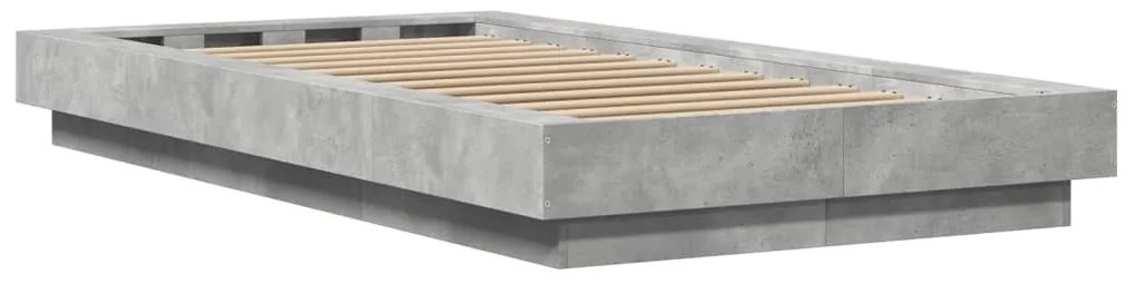 vidaXL Πλαίσιο Κρεβατιού Γκρι Σκυροδέματος 75 x 190 εκ. Επεξεργ. Ξύλο
