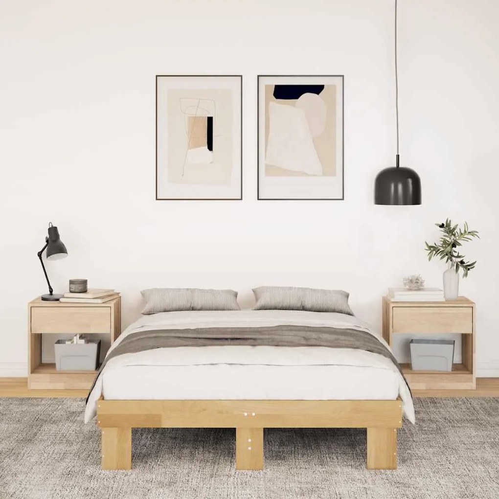 vidaXL Πλαίσιο κρεβατιού χωρίς στρώμα 120x200 cm μασίφ ξύλο δρυς