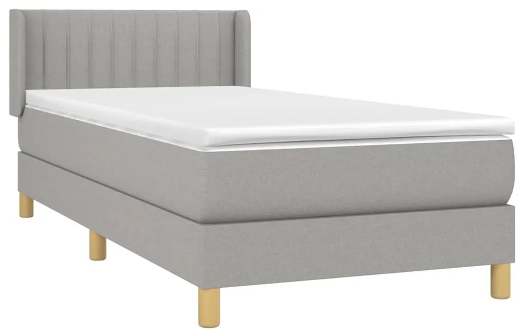 vidaXL Κρεβάτι Boxspring με Στρώμα Ανοιχτό Γκρι 80x200 εκ. Υφασμάτινο