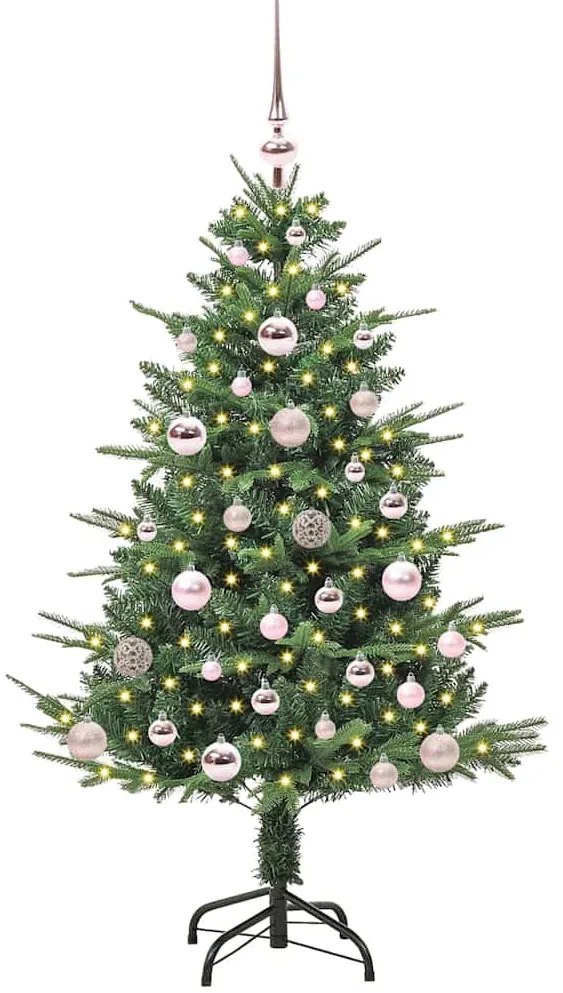vidaXL Τεχνητό Χριστουγεννιάτικο Δέντρο με Φώτα και Σετ Μπάλες 120 cm