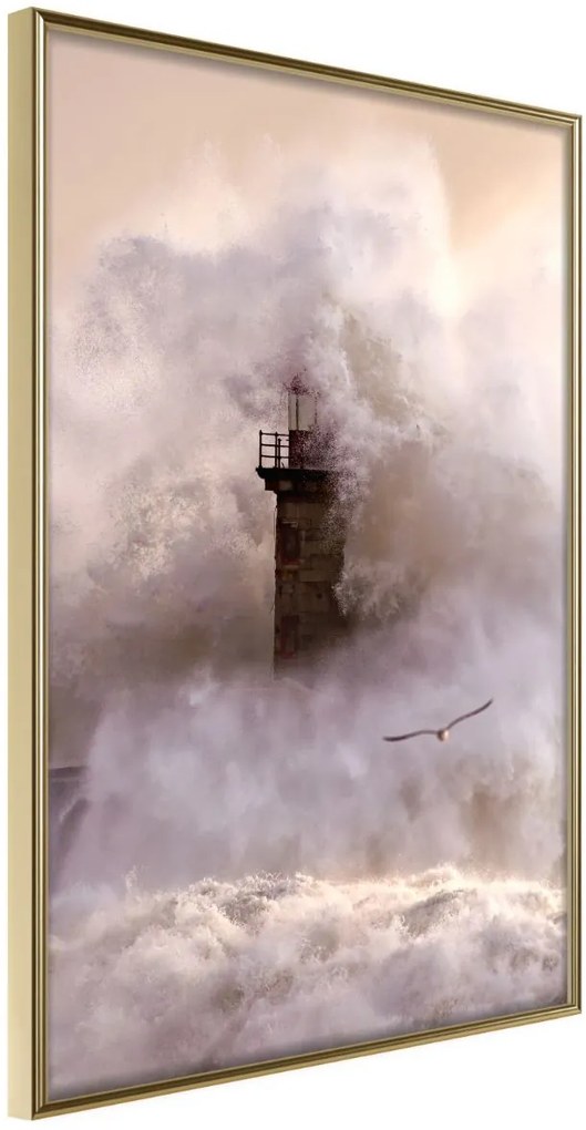 Αφίσα - Lighthouse During a Storm - 20x30 - Χρυσό - Χωρίς πασπαρτού